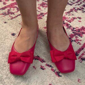 C.Paravano Pink Genuine Leather Ballet Flats w/Square Toe Sz US 7/EU 37.5 NEW!